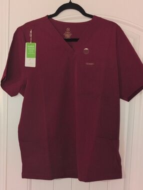 Organix Workwear Luxe V-Neck Scrub Top - Burgundy